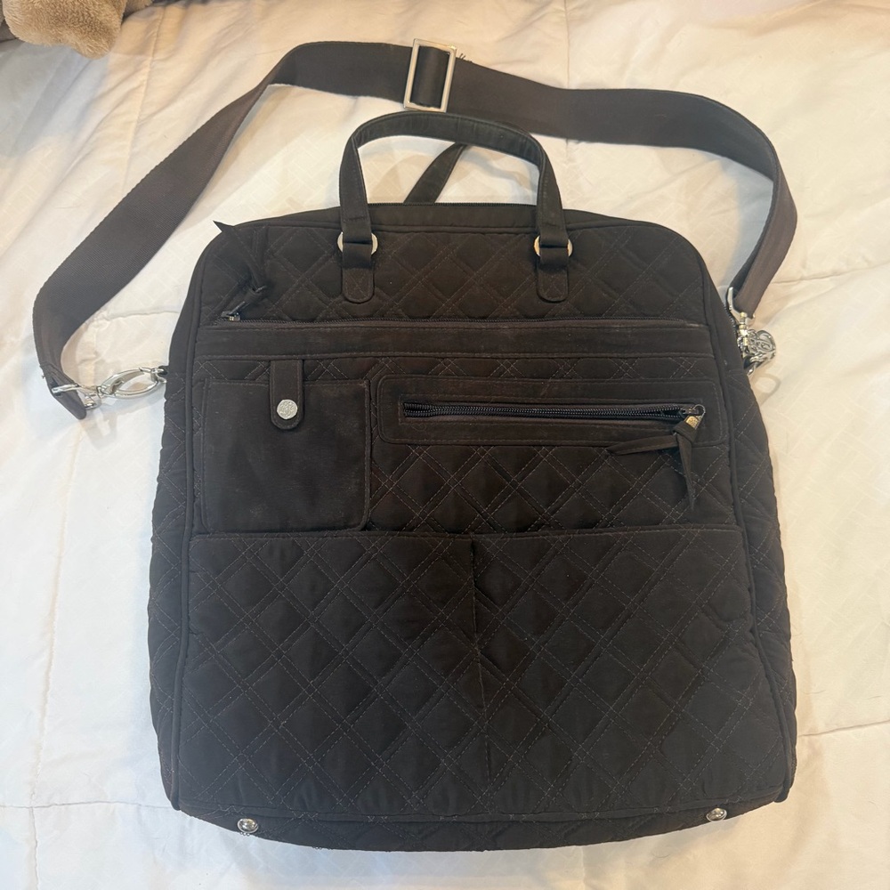 Vera Bradley brown quilted laptop bag